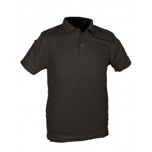 Mil-Tec BLACK TACTICAL SHORT SLEEVE POLO SHIRT QUICKDRY 